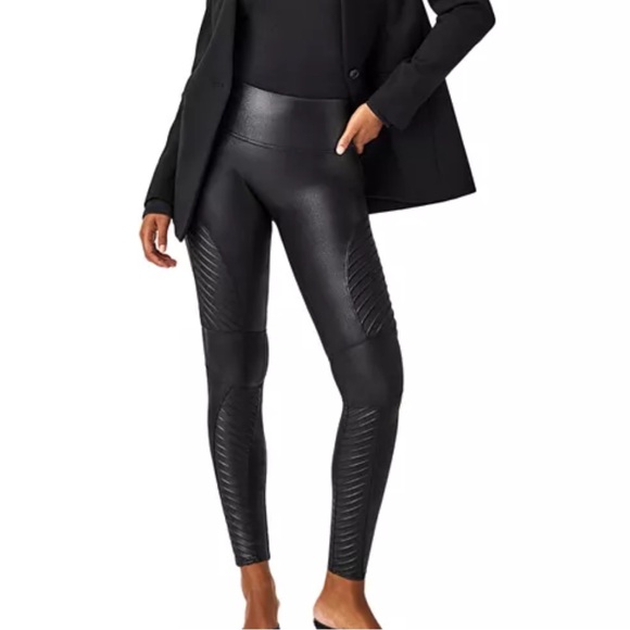 SPANX Black Moto Leggings - Picture 2 of 4